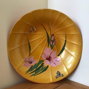 Lacquered Graceware Decorative Bowl Hand Painted Butterfly Flowers Fox Creek
